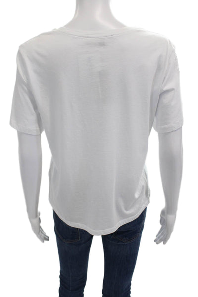 Elliott Lauren Womens Cotton Eyelet Cut Out Shoulder Detail Top White Size XS