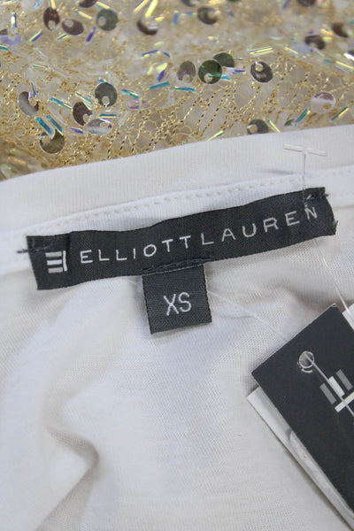 Elliott Lauren Womens Cotton Eyelet Cut Out Shoulder Detail Top White Size XS