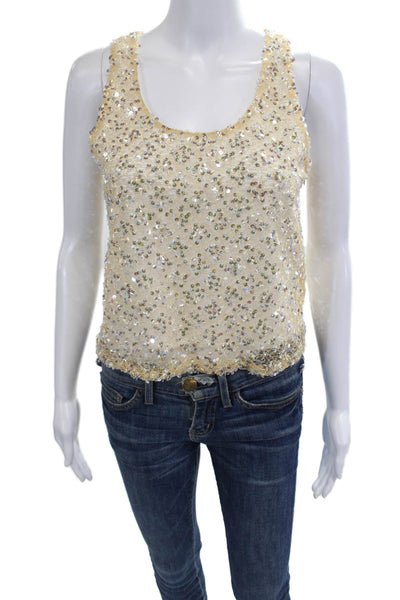 Marella Sport Womens Prater 1 Paillettes Sleeveless Sequined Tank Gold Size S