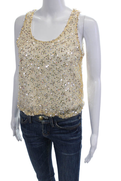 Marella Sport Womens Prater 1 Paillettes Sleeveless Sequined Tank Gold Size S