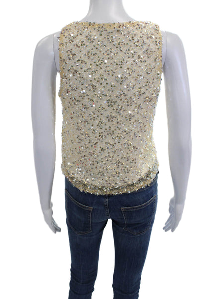 Marella Sport Womens Prater 1 Paillettes Sleeveless Sequined Tank Gold Size S