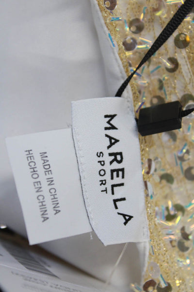 Marella Sport Womens Prater 1 Paillettes Sleeveless Sequined Tank Gold Size S