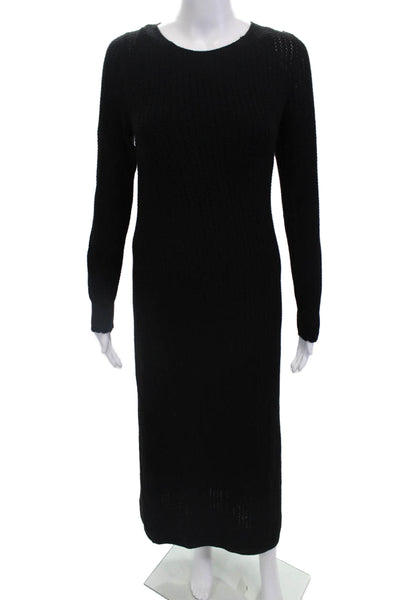 525 Womens Long Sleeve Scoop Neck Midi Sweater Dress Black Size Extra Small