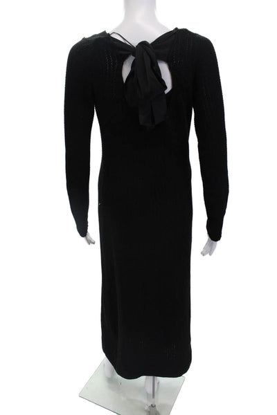 525 Womens Long Sleeve Scoop Neck Midi Sweater Dress Black Size Extra Small