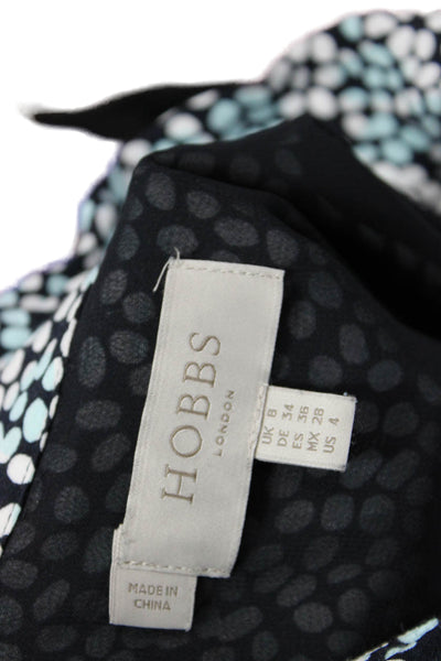 Hobbs London Womens Spotted Belted Sleeveless A Line Dress Navy Blue Size 4