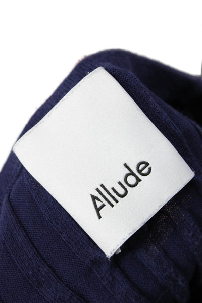 Allude Womens Ribbed Cropped Sleeveless Tank Top Navy Blue Cotton Size Small