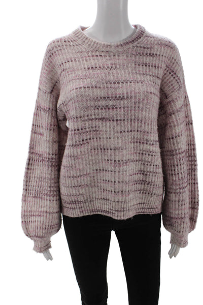 Splendid Womens Long Sleeves Crew Neck Sweater Purple White Size Extra Small