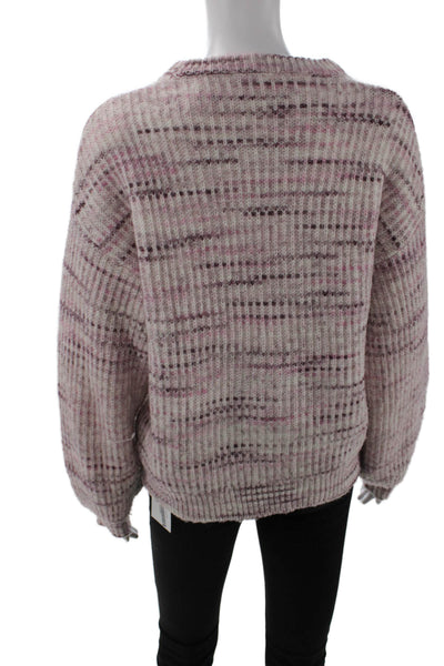 Splendid Womens Long Sleeves Crew Neck Sweater Purple White Size Extra Small