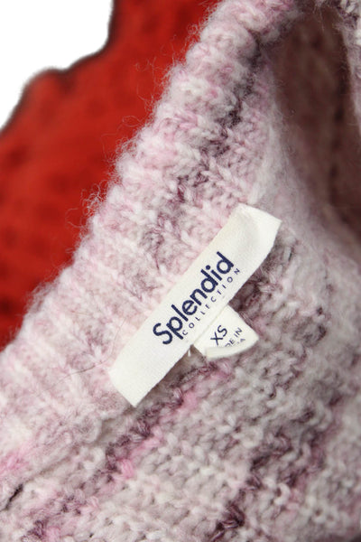 Splendid Womens Long Sleeves Crew Neck Sweater Purple White Size Extra Small