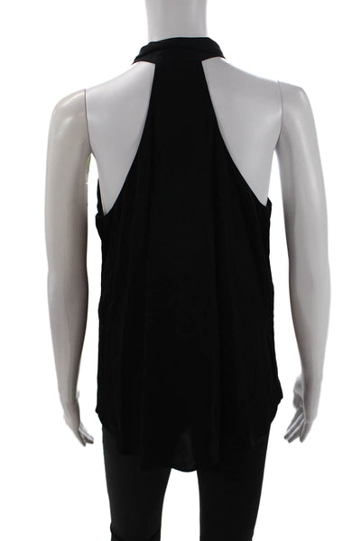 Milly Womens Silk Key Hole Neck Tassel Tank Top Black Gold Size 4