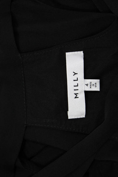 Milly Womens Silk Key Hole Neck Tassel Tank Top Black Gold Size 4