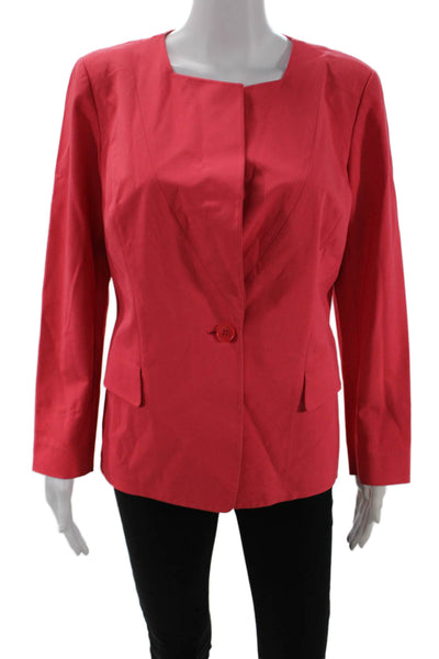 Lafayette 148 New York Womens Single Button Closure Jacket Coral Pink Size 10