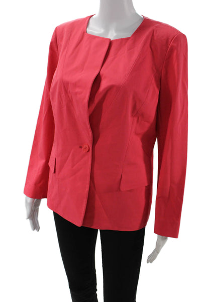Lafayette 148 New York Womens Single Button Closure Jacket Coral Pink Size 10
