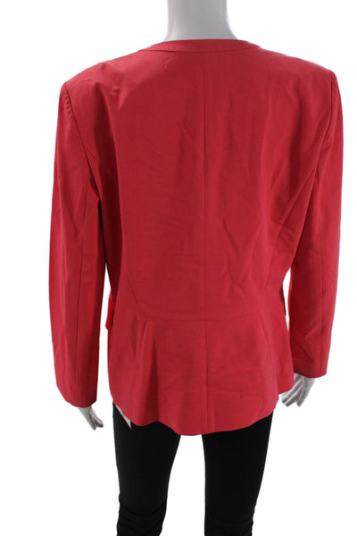 Lafayette 148 New York Womens Single Button Closure Jacket Coral Pink Size 10