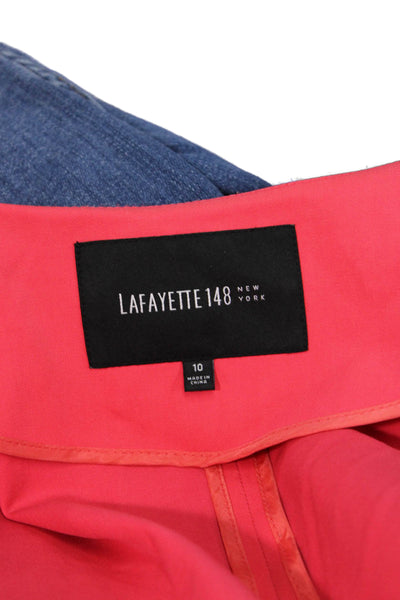 Lafayette 148 New York Womens Single Button Closure Jacket Coral Pink Size 10