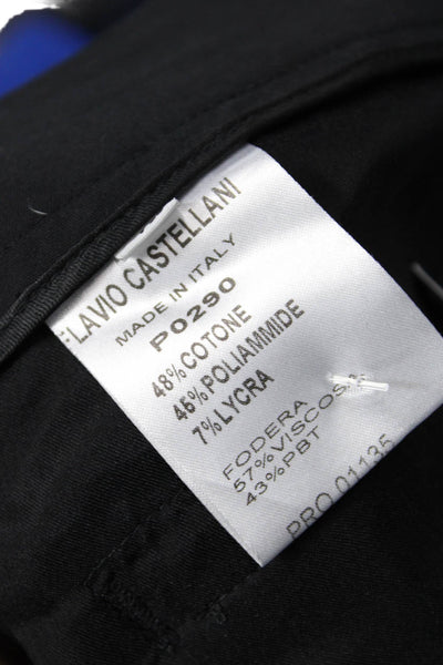 Flavio Castellani Womens Mid Rise Slim Leg Dress Pants Black Cotton Size EUR 42