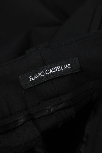 Flavio Castellani Womens Mid Rise Slim Leg Dress Pants Black Cotton Size EUR 42