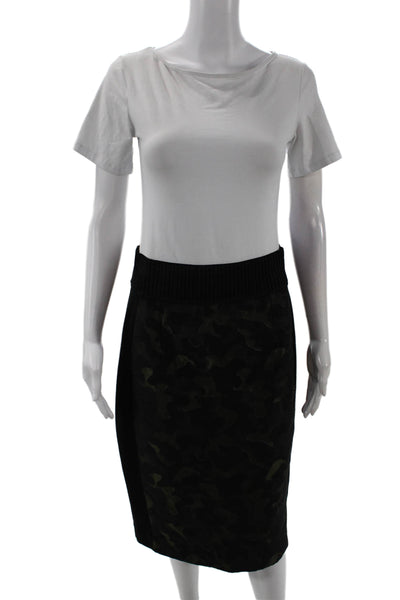 Maeve Anthropologie Womens Camouflage Print Pencil Skirt Black Green Size 12