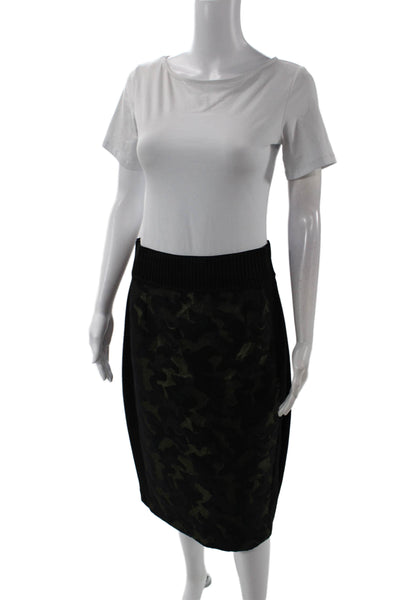 Maeve Anthropologie Womens Camouflage Print Pencil Skirt Black Green Size 12