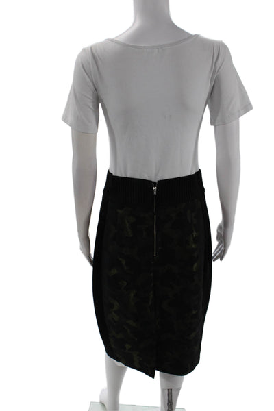 Maeve Anthropologie Womens Camouflage Print Pencil Skirt Black Green Size 12