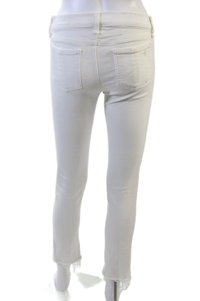 Rag & Bone Jean Womens Cotton Distressed Detail Skinny Jeans White Size 27