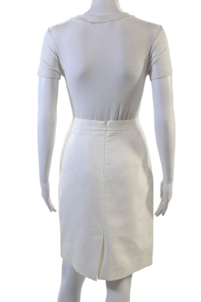 J Crew Womens Cotton Basic Knee Length Pencil Skirt Solid White Size 4