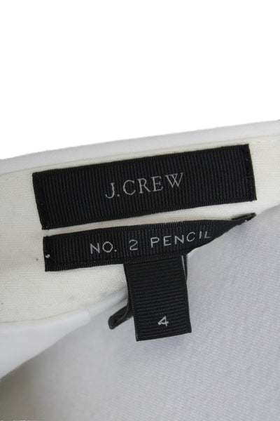 J Crew Womens Cotton Basic Knee Length Pencil Skirt Solid White Size 4