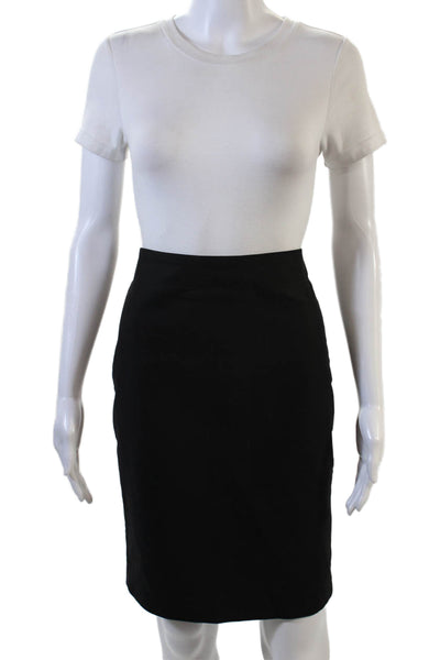 J Crew Womens Cotton Zippered Knee Length Pencil Skirt Black Size 4