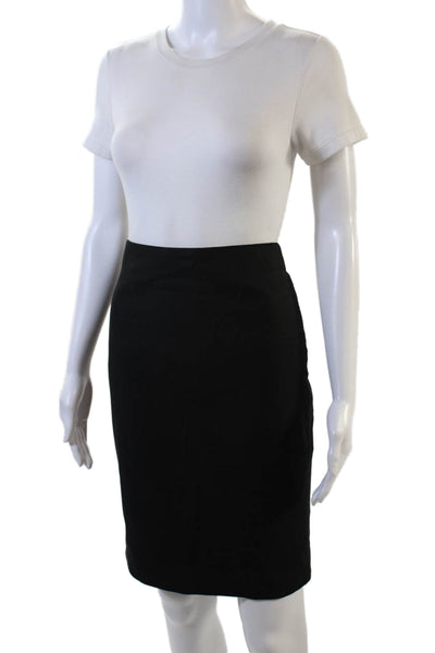 J Crew Womens Cotton Zippered Knee Length Pencil Skirt Black Size 4
