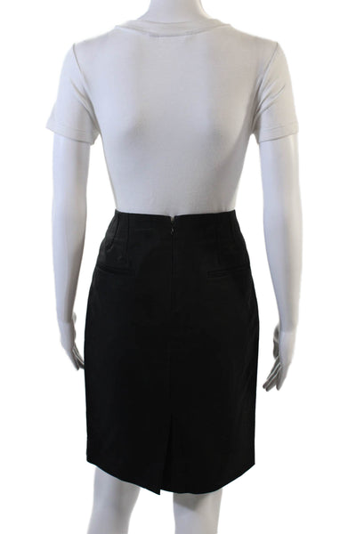 J Crew Womens Cotton Zippered Knee Length Pencil Skirt Black Size 4