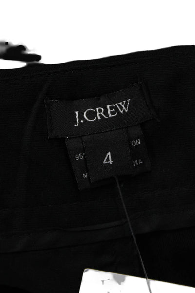 J Crew Womens Cotton Zippered Knee Length Pencil Skirt Black Size 4