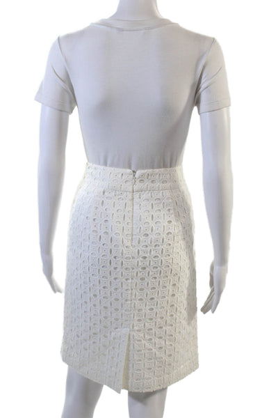 Banana Republic Womens Eyelet Detail Zippered Knee Length Skirt White Size