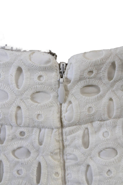 Banana Republic Womens Eyelet Detail Zippered Knee Length Skirt White Size