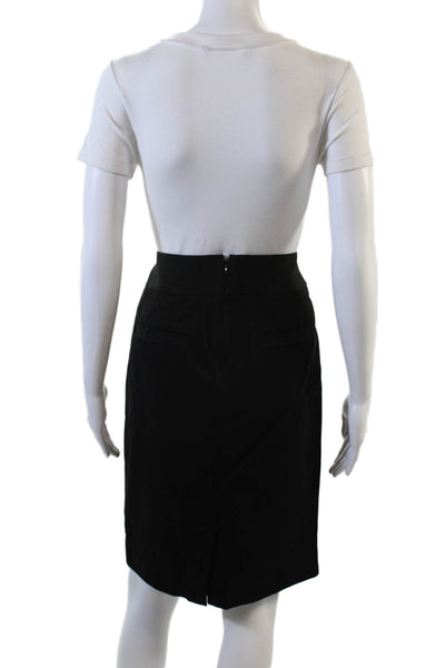 Banana Republic Womens Cotton Back Pocket Knee Length Pencil Skirt Black Size 4