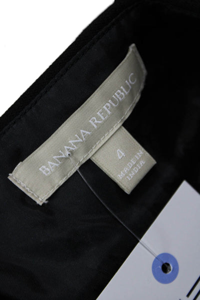Banana Republic Womens Cotton Back Pocket Knee Length Pencil Skirt Black Size 4