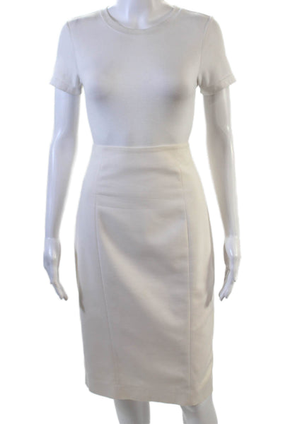 Banana Republic Womens Cotton Knee Length Pencil Skirt Solid White Size 6