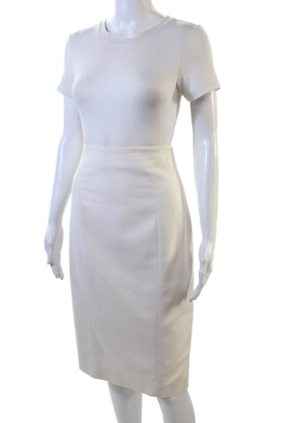 Banana Republic Womens Cotton Knee Length Pencil Skirt Solid White Size 6