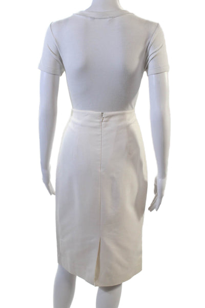 Banana Republic Womens Cotton Knee Length Pencil Skirt Solid White Size 6