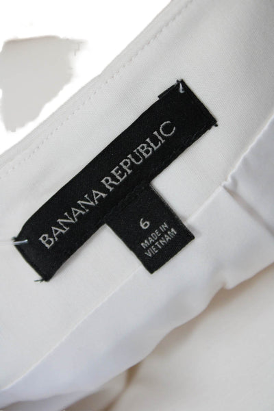 Banana Republic Womens Cotton Knee Length Pencil Skirt Solid White Size 6
