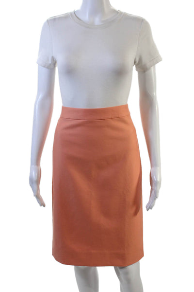 J Crew Womens Cotton Zippered Knee Length Pencil Skirt Orange Size 4