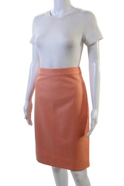J Crew Womens Cotton Zippered Knee Length Pencil Skirt Orange Size 4