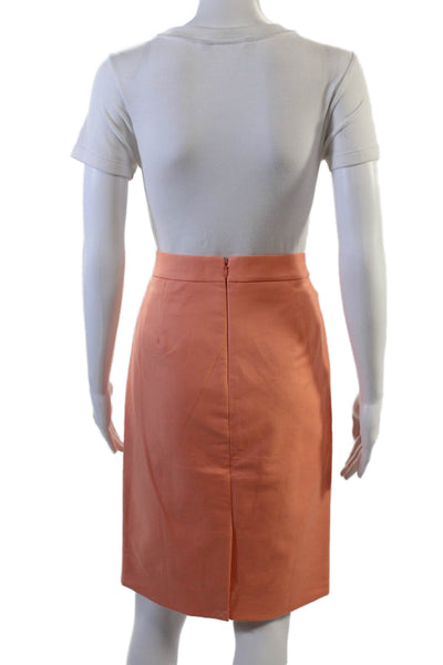J Crew Womens Cotton Zippered Knee Length Pencil Skirt Orange Size 4