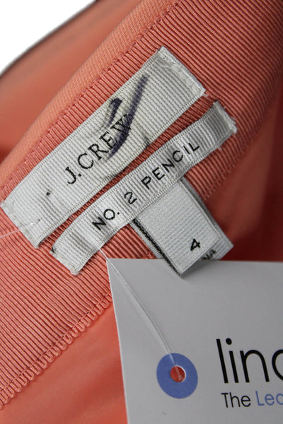 J Crew Womens Cotton Zippered Knee Length Pencil Skirt Orange Size 4