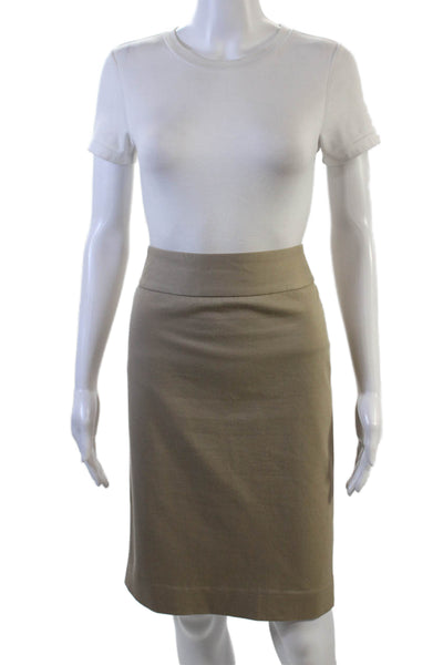 Banana Republic Womens Cotton Zippered Knee Length Skirt Beige Size 4