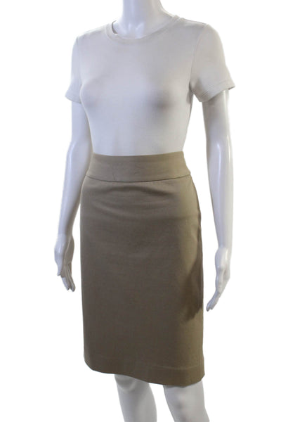Banana Republic Womens Cotton Zippered Knee Length Skirt Beige Size 4