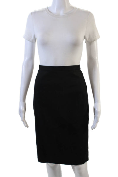 J Crew Womens Cotton Zippered Knee Length Pencil Skirt Black Size 6