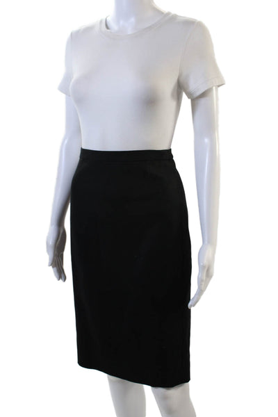J Crew Womens Cotton Zippered Knee Length Pencil Skirt Black Size 6