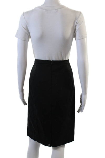 J Crew Womens Cotton Zippered Knee Length Pencil Skirt Black Size 6