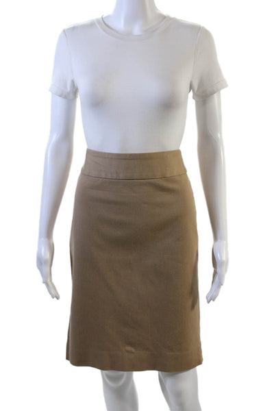 Banana Republic Womens Cotton Back Pocket Knee Length Pencil Skirt Beige Size 4