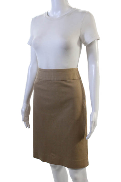 Banana Republic Womens Cotton Back Pocket Knee Length Pencil Skirt Beige Size 4